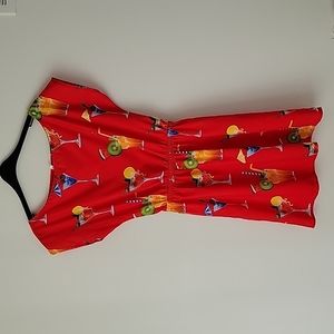 Vintage Women's Cocktail Beverages Short Summer Dress- Size M